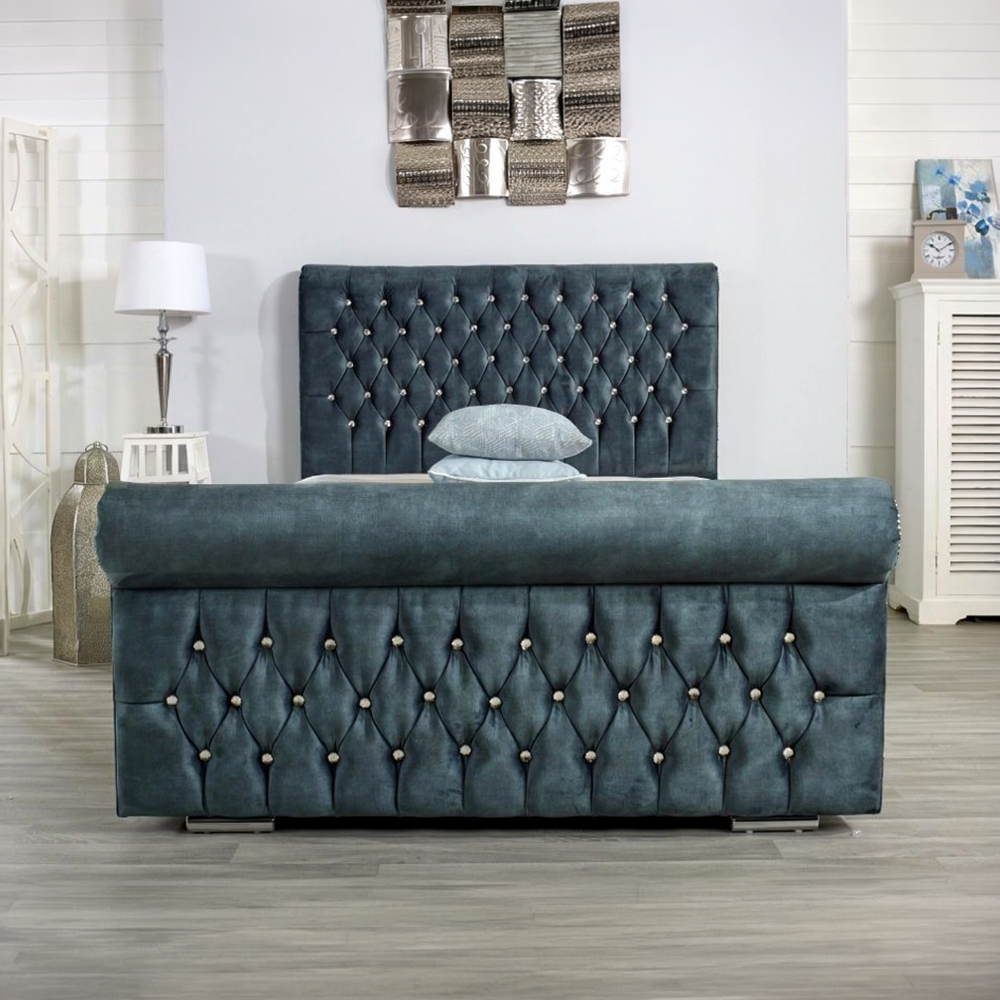 2 Sleigh Upholstered Bed Frame - Image 1