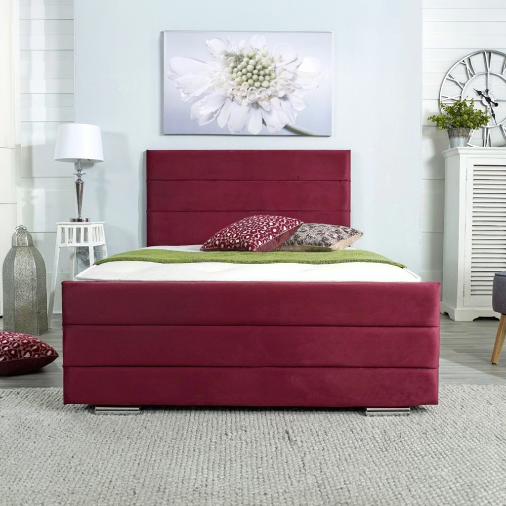 2 Katie Upholstered Bed Frame – Maroon - Image 1